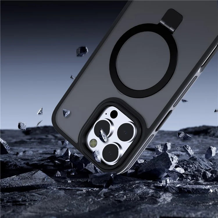 C1 Series For iPhone 15 Pro Case Rotatable Magnetic Ring Kickstand Drop-Proof TPU+PC Phone Cover