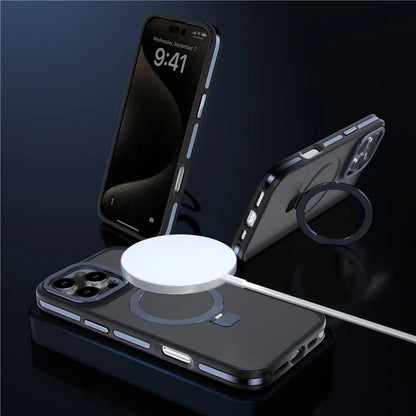 C1 Series For iPhone 15 Pro Case Rotatable Magnetic Ring Kickstand Drop-Proof TPU+PC Phone Cover