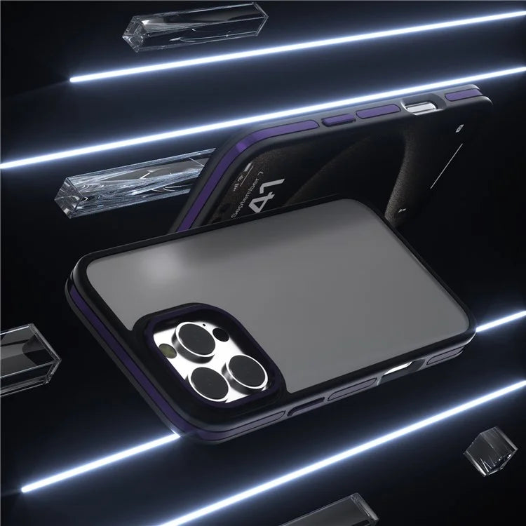 C1 Series For iPhone 15 Pro Case Translucent Matte Back TPU+PC Anti-Drop Phone Cover