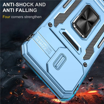 Armor Series For iPhone 16 Pro Max Case PC+TPU Kickstand Phone Cover with Slide Lens Lid