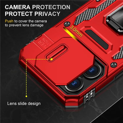 Armor Series For iPhone 16 Pro Max Case PC+TPU Kickstand Phone Cover with Slide Lens Lid