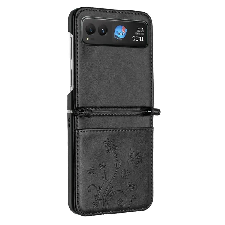 For Motorola Razr 40 5G Case Flower Imprint Leather Phone Cover with Card Holder