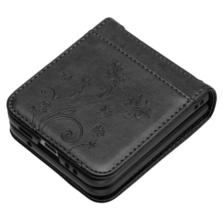 For Motorola Razr 40 5G Case Flower Imprint Leather Phone Cover with Card Holder