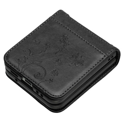 For Motorola Razr 40 5G Case Flower Imprint Leather Phone Cover with Card Holder