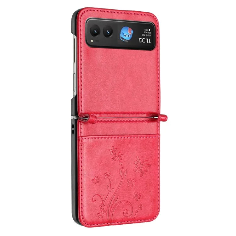 For Motorola Razr 40 5G Case Flower Imprint Leather Phone Cover with Card Holder