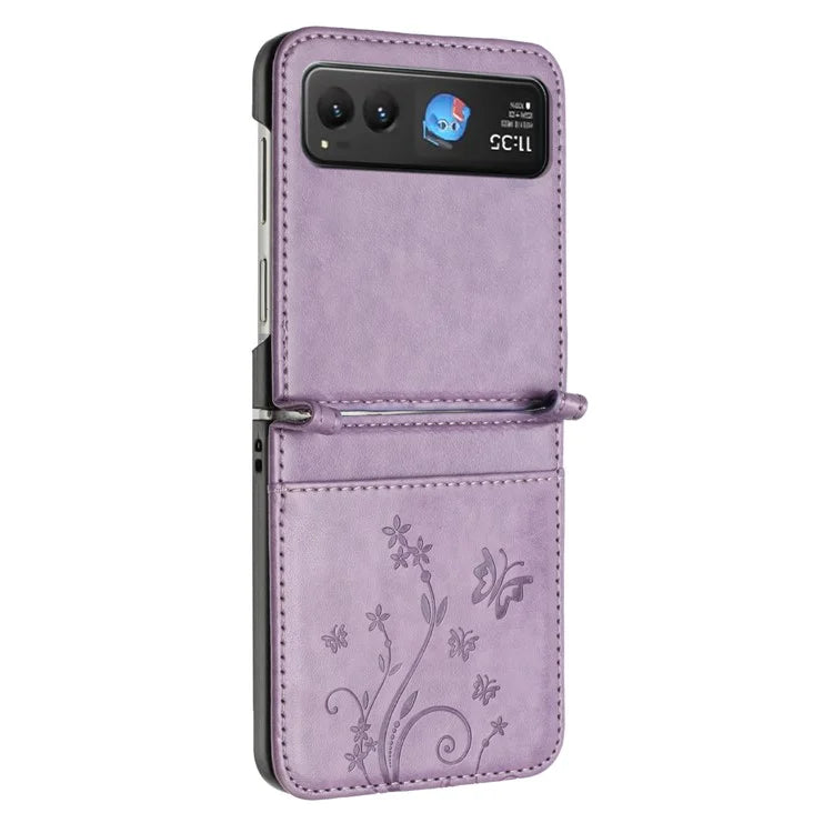 For Motorola Razr 40 5G Case Flower Imprint Leather Phone Cover with Card Holder