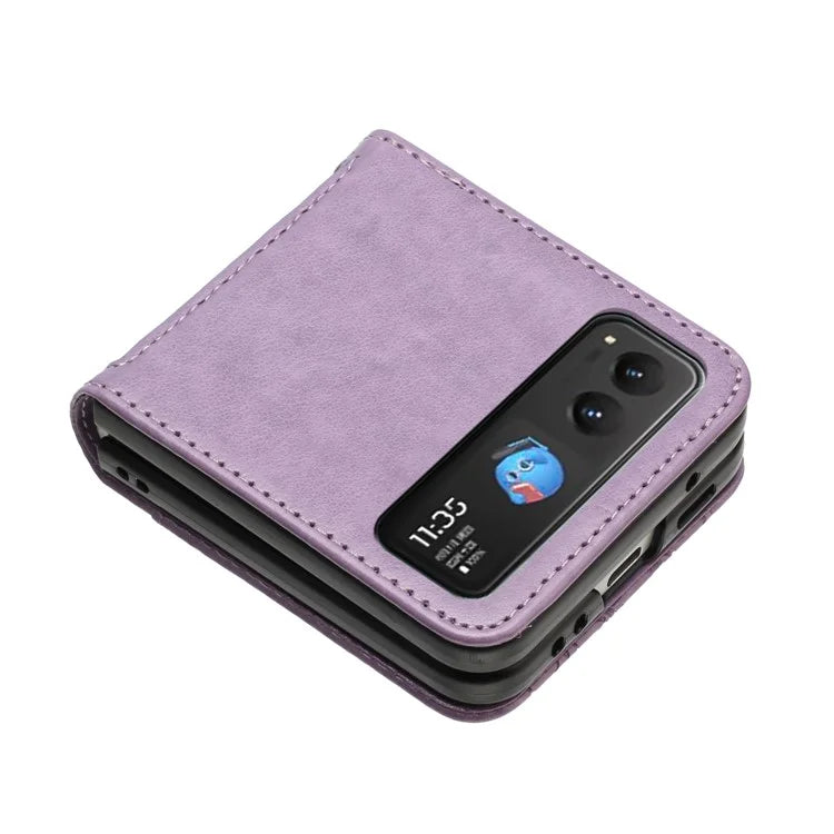 For Motorola Razr 40 5G Case Flower Imprint Leather Phone Cover with Card Holder