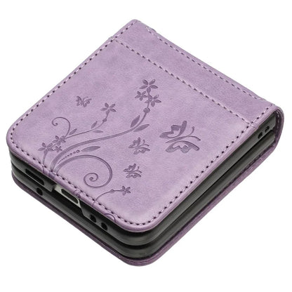 For Motorola Razr 40 5G Case Flower Imprint Leather Phone Cover with Card Holder