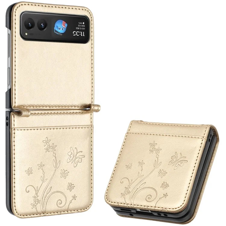 For Motorola Razr 40 5G Case Flower Imprint Leather Phone Cover with Card Holder