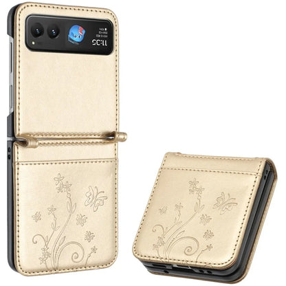 For Motorola Razr 40 5G Case Flower Imprint Leather Phone Cover with Card Holder
