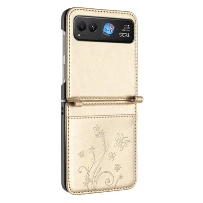 For Motorola Razr 40 5G Case Flower Imprint Leather Phone Cover with Card Holder