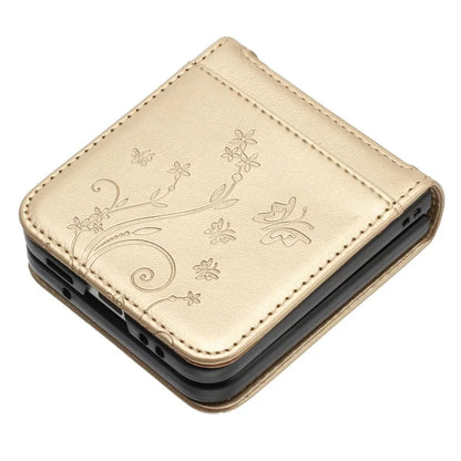 For Motorola Razr 40 5G Case Flower Imprint Leather Phone Cover with Card Holder