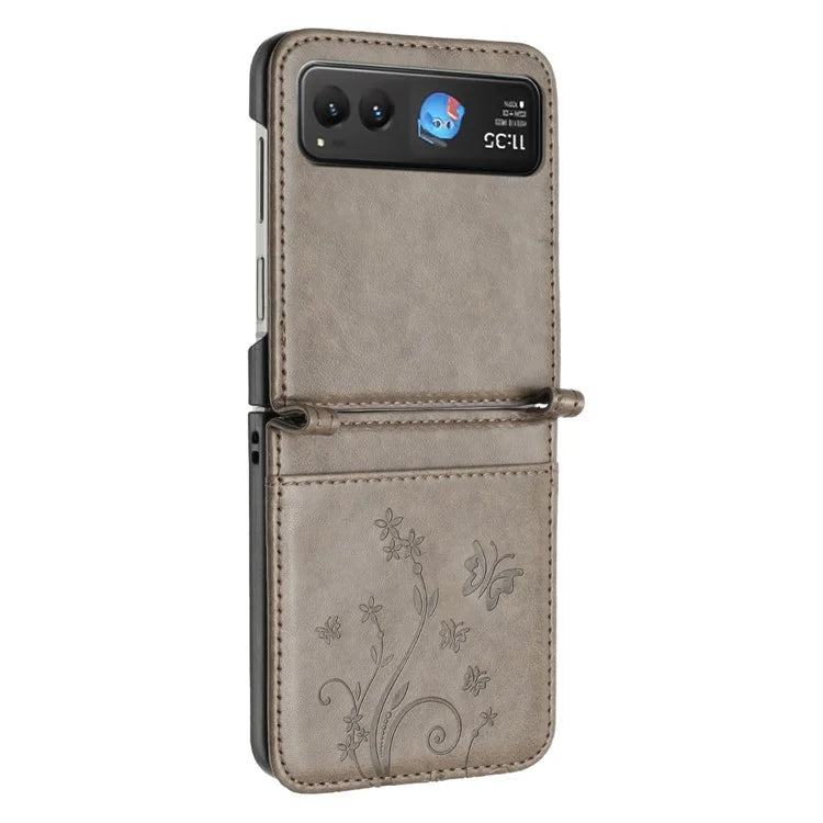 For Motorola Razr 40 5G Case Flower Imprint Leather Phone Cover with Card Holder