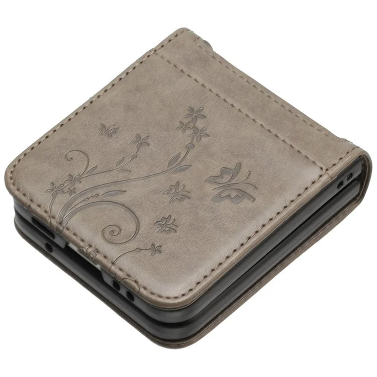 For Motorola Razr 40 5G Case Flower Imprint Leather Phone Cover with Card Holder