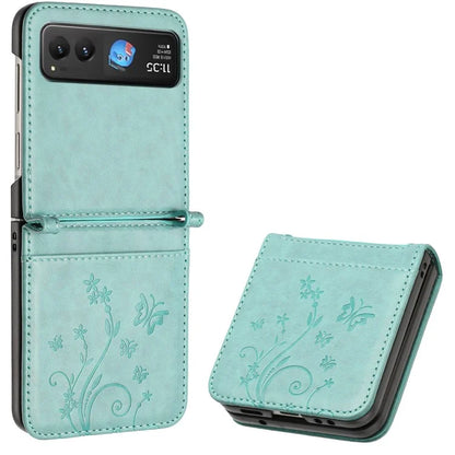 For Motorola Razr 40 5G Case Flower Imprint Leather Phone Cover with Card Holder