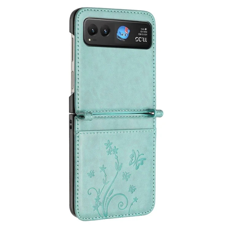 For Motorola Razr 40 5G Case Flower Imprint Leather Phone Cover with Card Holder