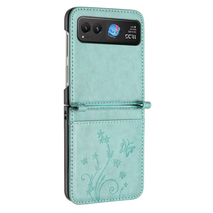 For Motorola Razr 40 5G Case Flower Imprint Leather Phone Cover with Card Holder