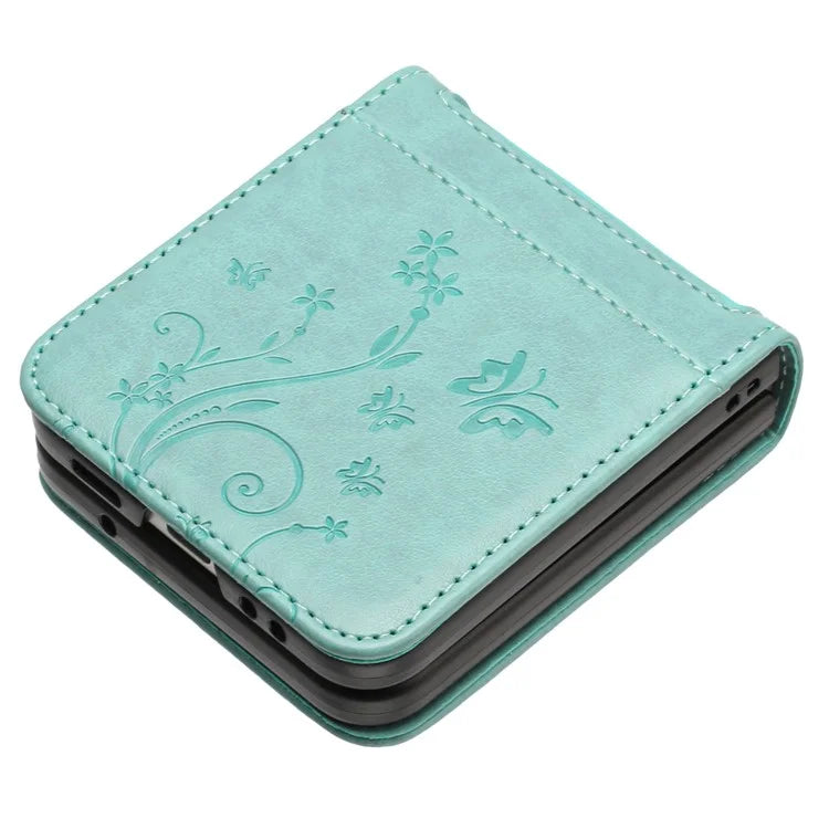 For Motorola Razr 40 5G Case Flower Imprint Leather Phone Cover with Card Holder