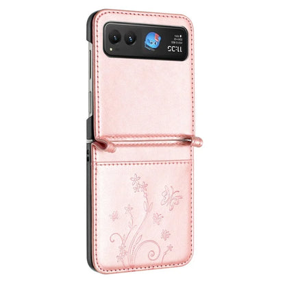 For Motorola Razr 40 5G Case Flower Imprint Leather Phone Cover with Card Holder