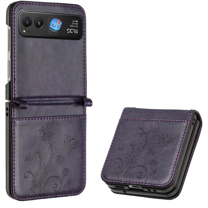 For Motorola Razr 40 5G Case Flower Imprint Leather Phone Cover with Card Holder