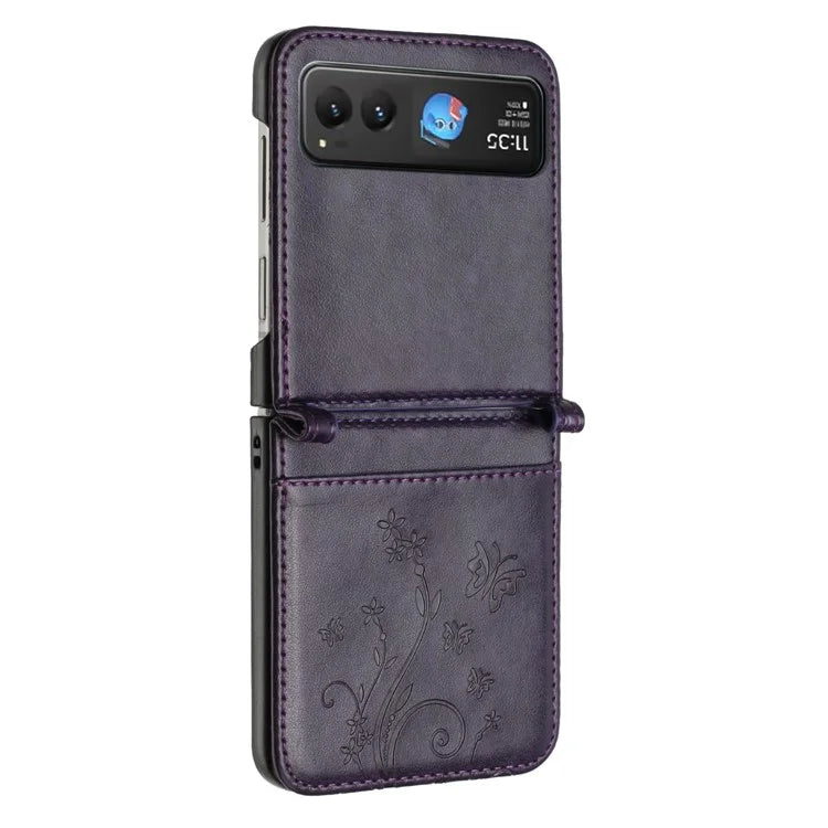 For Motorola Razr 40 5G Case Flower Imprint Leather Phone Cover with Card Holder