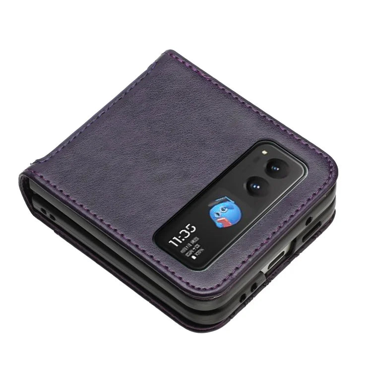 For Motorola Razr 40 5G Case Flower Imprint Leather Phone Cover with Card Holder