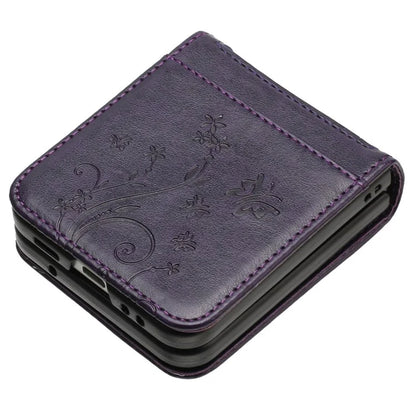 For Motorola Razr 40 5G Case Flower Imprint Leather Phone Cover with Card Holder