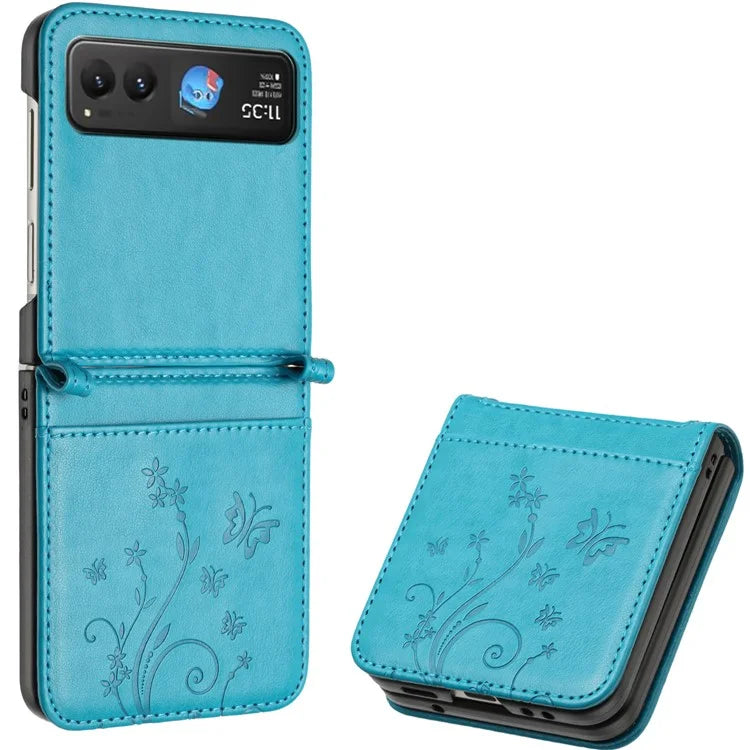 For Motorola Razr 40 5G Case Flower Imprint Leather Phone Cover with Card Holder