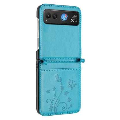 For Motorola Razr 40 5G Case Flower Imprint Leather Phone Cover with Card Holder