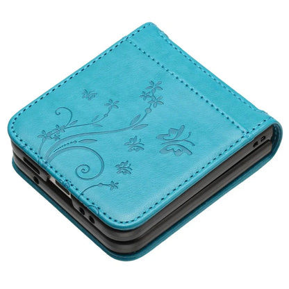 For Motorola Razr 40 5G Case Flower Imprint Leather Phone Cover with Card Holder