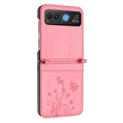 For Motorola Razr 40 5G Case Flower Imprint Leather Phone Cover with Card Holder