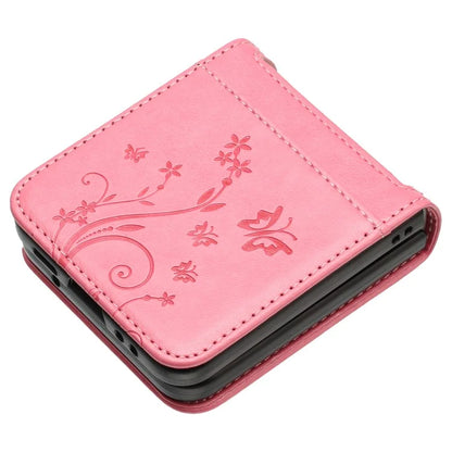 For Motorola Razr 40 5G Case Flower Imprint Leather Phone Cover with Card Holder