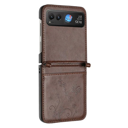 For Motorola Razr 40 5G Case Flower Imprint Leather Phone Cover with Card Holder