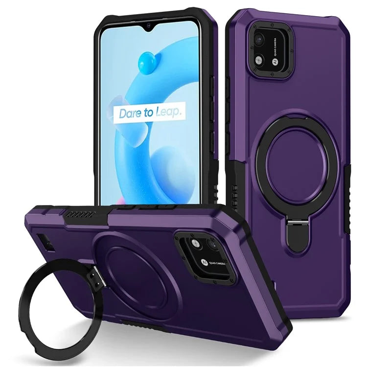 For Realme C20 Case Ring Kickstand TPU+PC Protective Phone Cover