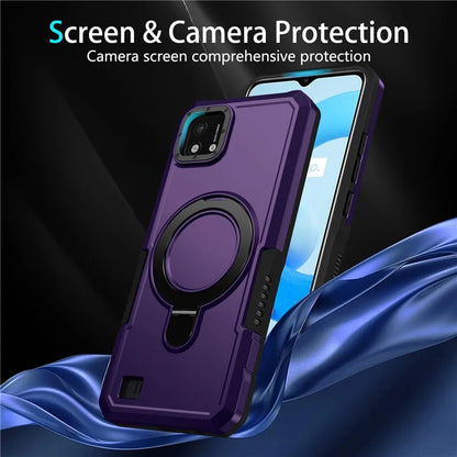 For Realme C20 Case Ring Kickstand TPU+PC Protective Phone Cover