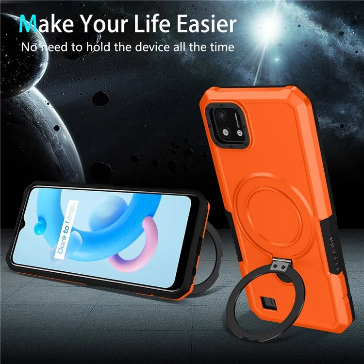 For Realme C20 Case Ring Kickstand TPU+PC Protective Phone Cover