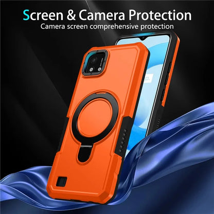 For Realme C20 Case Ring Kickstand TPU+PC Protective Phone Cover