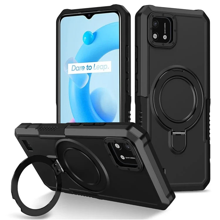 For Realme C20 Case Ring Kickstand TPU+PC Protective Phone Cover