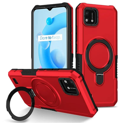 For Realme C20 Case Ring Kickstand TPU+PC Protective Phone Cover