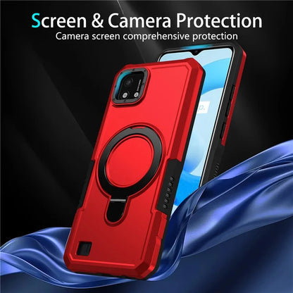For Realme C20 Case Ring Kickstand TPU+PC Protective Phone Cover