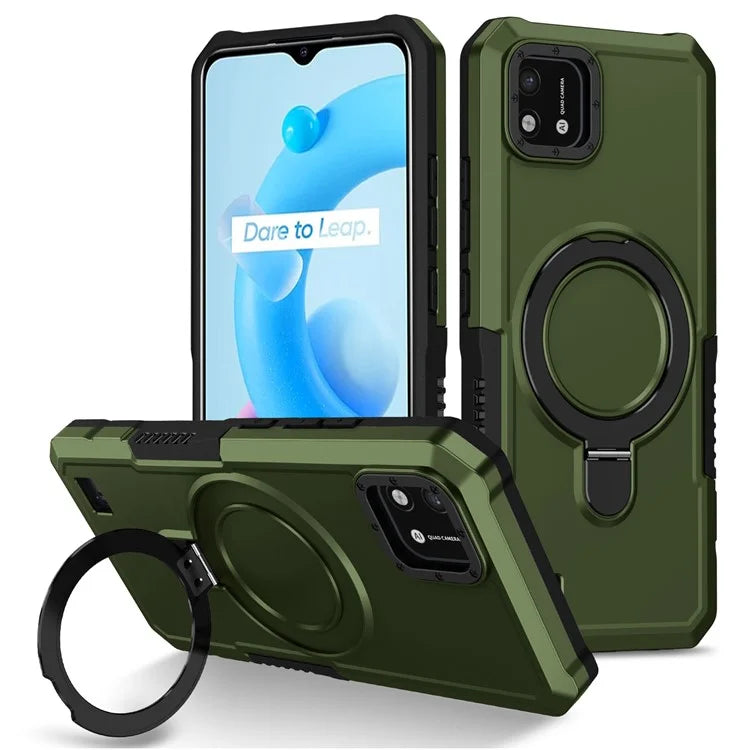 For Realme C20 Case Ring Kickstand TPU+PC Protective Phone Cover