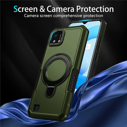 For Realme C20 Case Ring Kickstand TPU+PC Protective Phone Cover