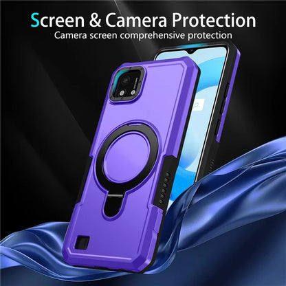 For Realme C20 Case Ring Kickstand TPU+PC Protective Phone Cover