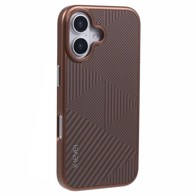 X-LEVEL For iPhone 16 Case Rhombus Splicing Hard PC Shockproof  Phone Cover