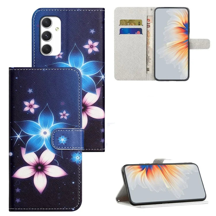 For Samsung Galaxy A16 5G Case Pattern Print PU Leather Wallet Phone Cover Cross Texture