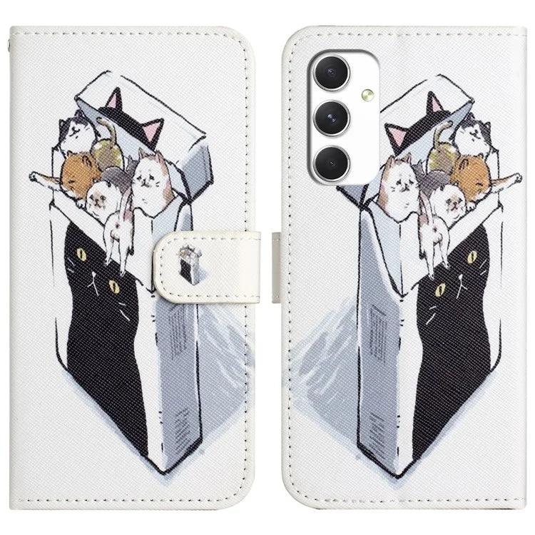 For Samsung Galaxy A16 5G Case Pattern Print PU Leather Wallet Phone Cover Cross Texture