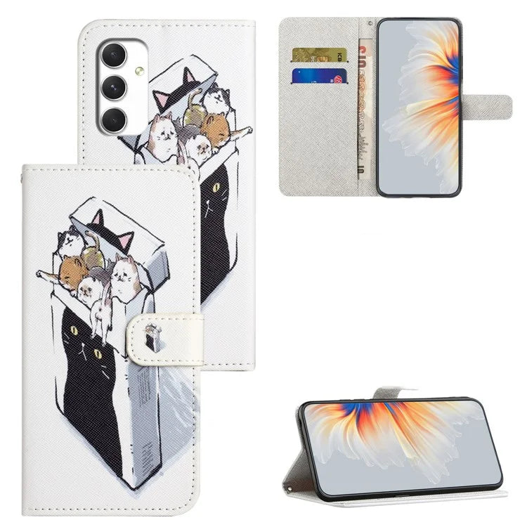 For Samsung Galaxy A16 5G Case Pattern Print PU Leather Wallet Phone Cover Cross Texture