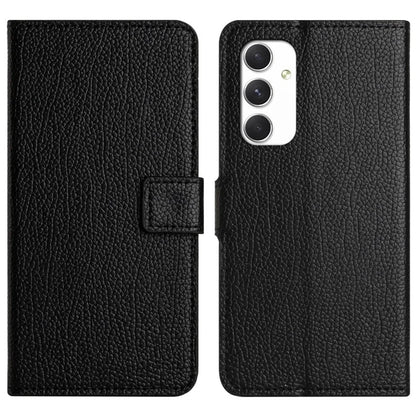 For Samsung Galaxy A16 5G Case PU Leather Wallet Phone Cover Litchi Texture, Black
