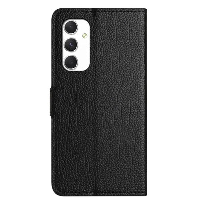 For Samsung Galaxy A16 5G Case PU Leather Wallet Phone Cover Litchi Texture, Black