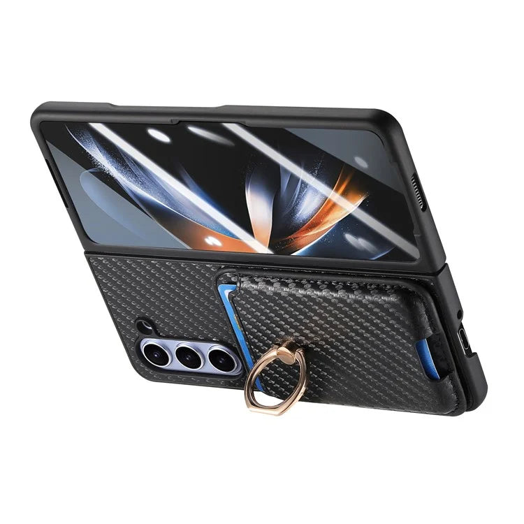 For Samsung Galaxy Z Fold6 5G Case Leather+PC Phone Cover with Magnetic Card Bag and Screen Film